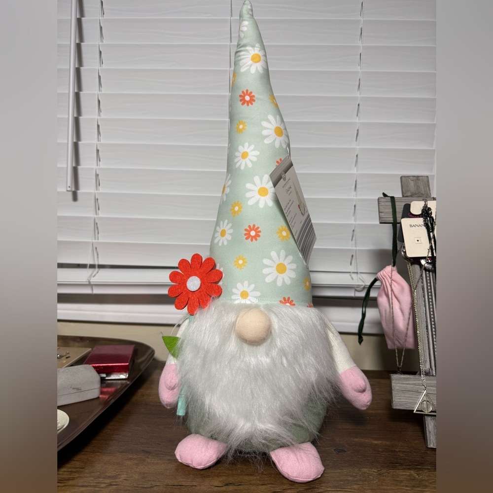Gnome with Floral Hat and Pink Accents